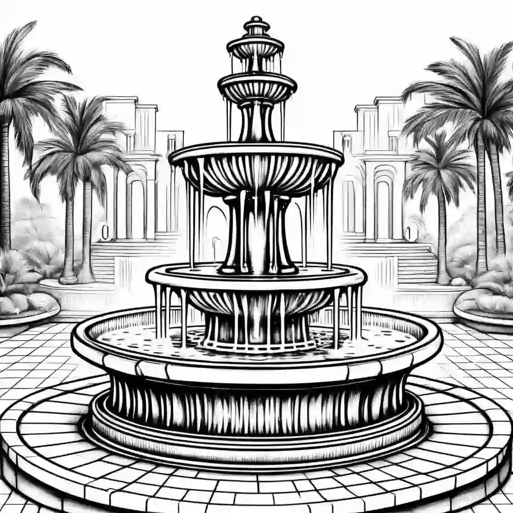 Water fountain coloring pages